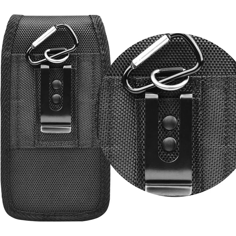 Vertical Nylon Cell Phone Belt Clip Holster Pouch Buckle Wallet Stonego Card Holder Case Cover For 4.0inch - 6.7inch Phone