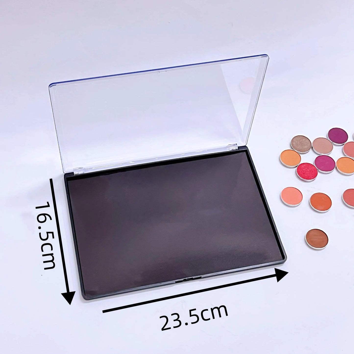 XL Large Empty Magnetic Plastic Eyeshadow Palette Makeup Storage Box Clear Lid & 20pcs Adhesive Metal Stickers