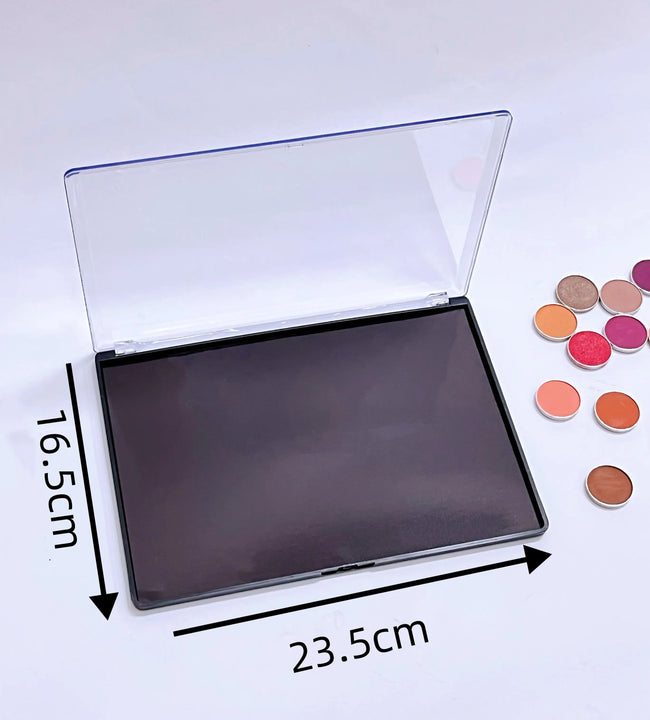 XL Large Empty Magnetic Plastic Eyeshadow Palette Makeup Storage Box Clear Lid & 20pcs Adhesive Metal Stickers