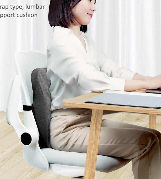 Memory Foam Seat Cushion Waist Back Support Pillow Set Orthopedic Ergonomic Coccyx Relief Hip Lumbar Pad for Office Chair Car