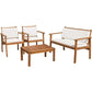 Patio Furniture 4 Piece Outdoor Acacia Wood Patio Conversation Sofa Set with Table and Cushion Porch Furniture Sets