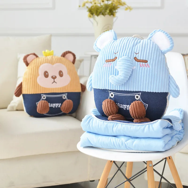 Cartoon Animal 2-In-1 Pillow Comforter Multi-Functional Office Nap Blanket Air Conditioning Blanket Throw Pillow Sofa Pillow