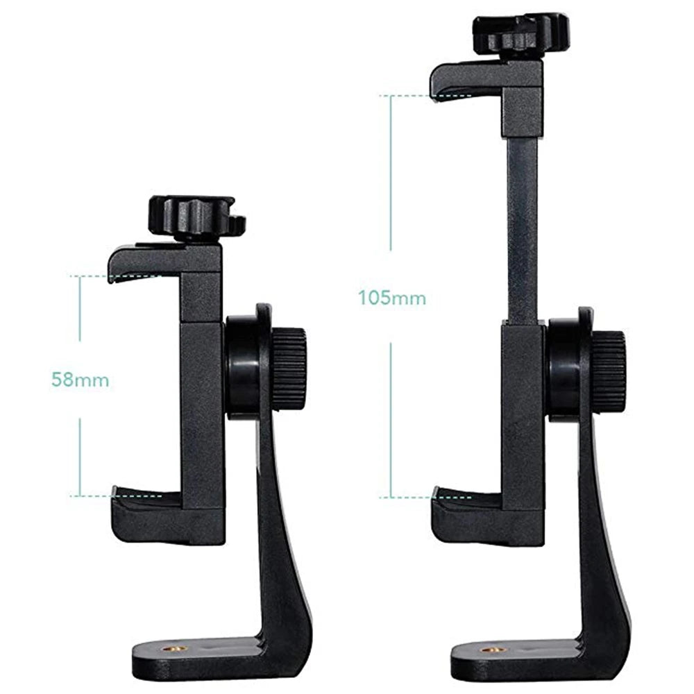 Universal Tripod Mount Adapter Cell Phone Clip Holder Stand Vertical 360° Rotation Tripod Stand for iPhone Samsung Huawei Xiaomi