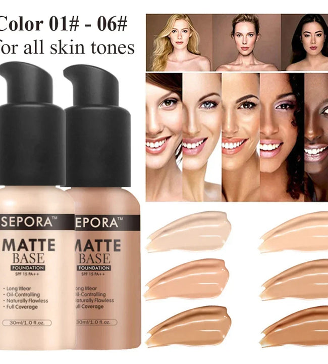 30ml SEPORA Matte Liquid Face Foundation Brighten Face Eyes Dark Circles Full Coverage Concealer Long Lasting Waterproof Makeup