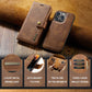 For iPhone 15 14Pro Max 13 12 11 Pro Max Plus XS X XR Deluxe removable magnetic wallet flip cover cell phone leather case