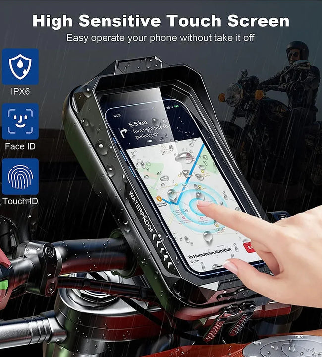 Waterproof Bike Bicycle Phone Case Universal Motorcycle Handlebar Phone Holder Stand Motorbike Scooter Cell Phone Mount Bracket