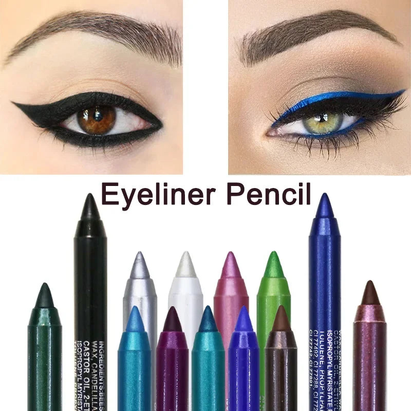 12 Color Long Lasting Eyeshadow Pigment Eye Liner Pencil Waterproof Women Glitter Sliver Eyeliner Pen Makeup Cosmetics Tools