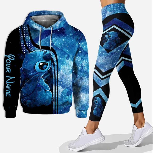 Customize Disney Stitch 3D Hoodie Women's Hoodie Leggings Suit Stitch Yoga Pants Sweatpants Fashion Sports Suit Disney Yoga Suit