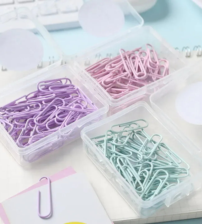 1 Box Colored Paper Clip Metal Clips Memo Clip Bookmarks Stationery Office Accessories School Supplies Length 28mm/50mm