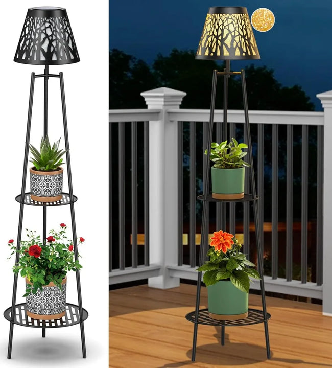 2 Pack Outdoor Solar Lights with Plant Stands, 45.5