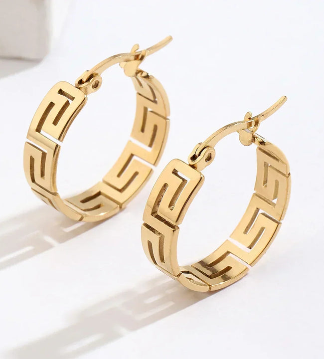 Stainless steel gold-plated women's earrings, fashionable Chinese style women's jewelry, a gift from good friends for women