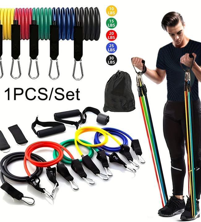 11pcs/Set Pull Rope, Resistance Bands, Portable Fitness Equipment, Ankle Strap, Chest Expander, Elastic Exercise Band