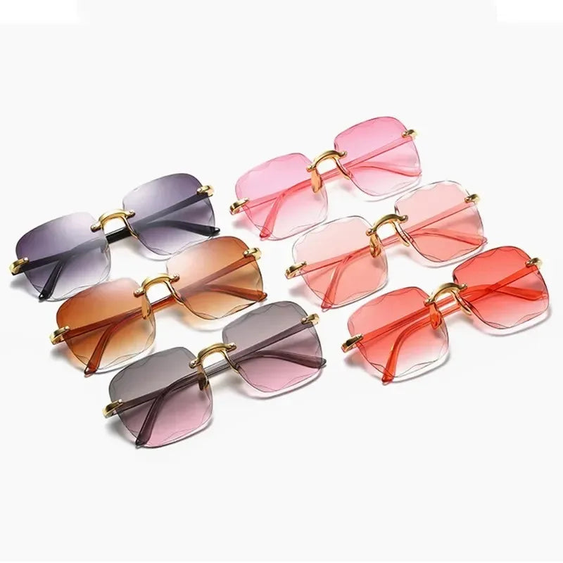 2024 New Frameless Cut Edge Sunglasses Fashion Summer Sun Visors Women's Transparent Multi-color Lenses UV400 Women Sunglasses