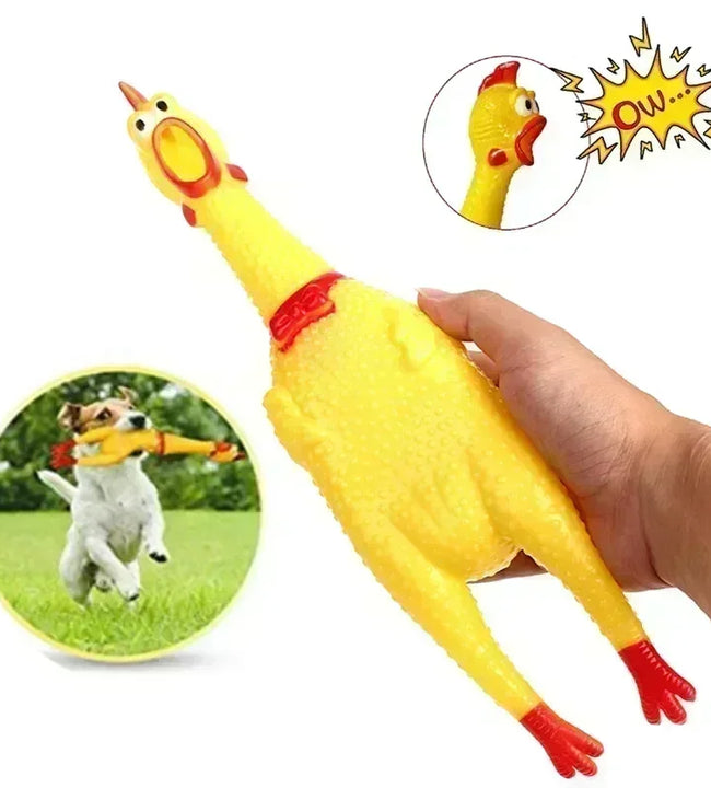 New Pet Dog Squeak Toy Screaming Chicken Squeeze Dog Chew Toy Durable and Fun Yellow Rubber Exhaust Chicken 17CM 31CM 40CM Toys