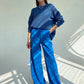 Clacive Blue Office Women'S Pants 2021 Fashion Loose Full Length Ladies Trousers Casual High Waist Wide Pants For Women