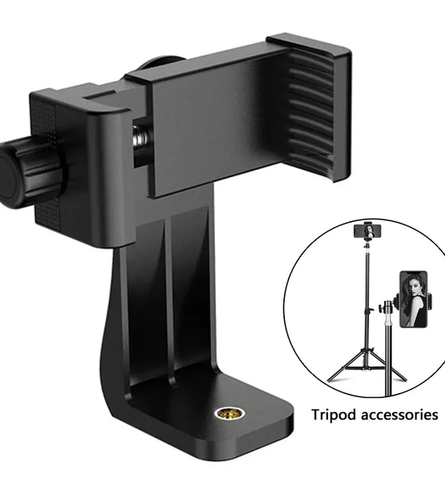 Universal Tripod Mount Adapter Cell Phone Clip Holder Stand Vertical 360° Rotation Tripod Stand for iPhone Samsung Huawei Xiaomi