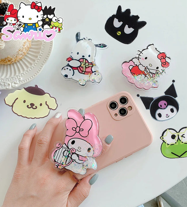 Sanrio Hello Kitty Mobile Phone Holder Cute Kuromi Retractable Folding Cell Phone Holder Mobile Phone Ring Christmas Gift