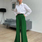 Clacive Blue Office Women'S Pants 2021 Fashion Loose Full Length Ladies Trousers Casual High Waist Wide Pants For Women