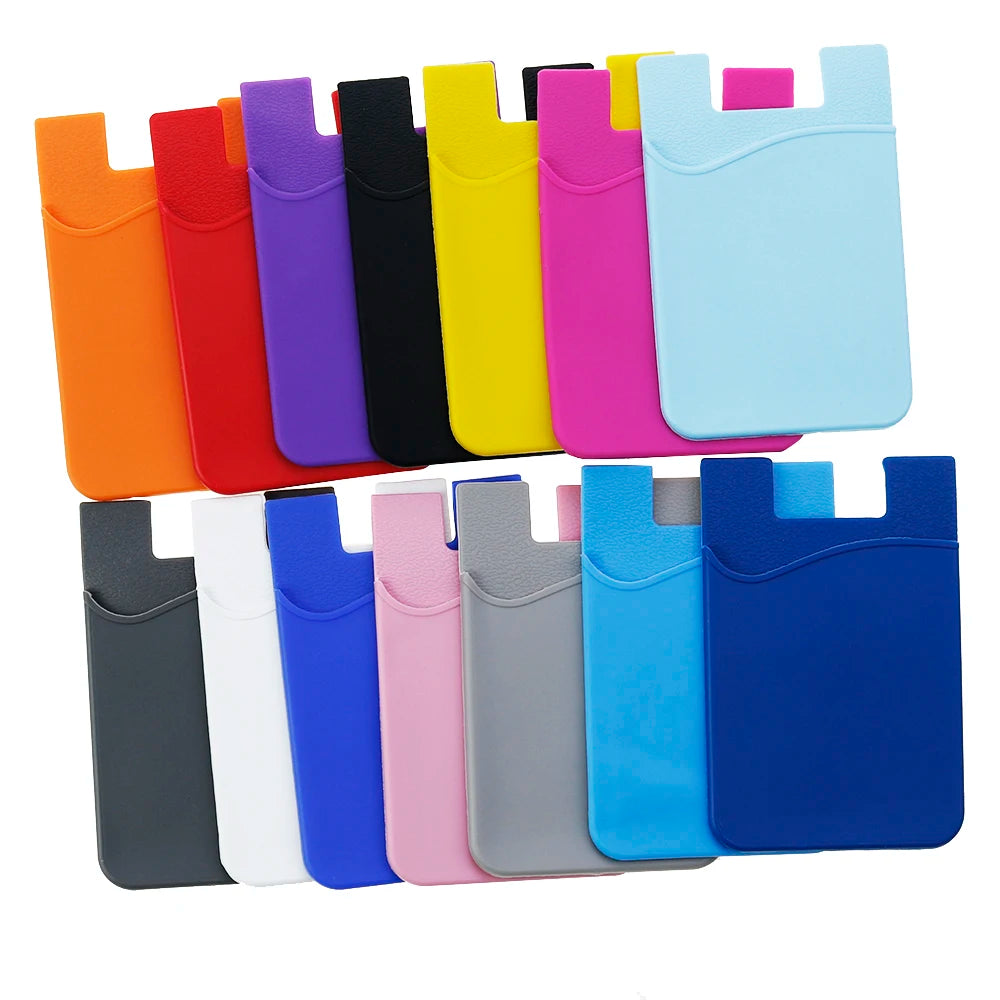 Silicone Mobile Phone Back Pocket Women Men Card Holder Case Soft Elastic Non-slip Cell Phone Stick Adhesive Card Holder Wallet