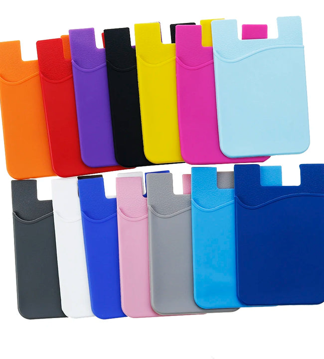 Silicone Mobile Phone Back Pocket Women Men Card Holder Case Soft Elastic Non-slip Cell Phone Stick Adhesive Card Holder Wallet