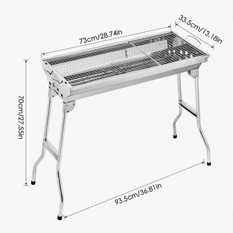 Portable Folding Barbecue Grill Heating Stoves Multifunction Camping BBQ Grill Rack Net Firewood Stove Stainless Steel BBQ Grill