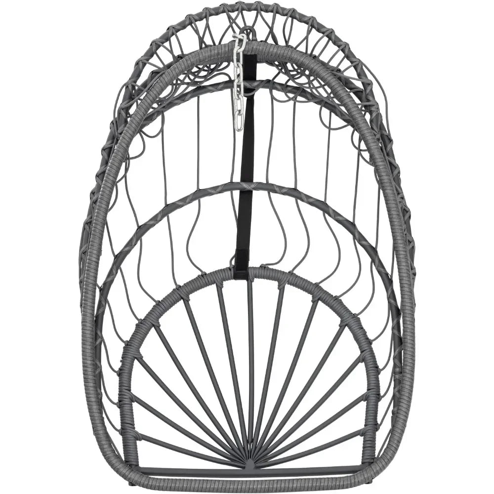 Egg Swing Chair with Stand, Rattan Wicker Hanging  for Outdoor Patio Hanging Basket Hammock UV Resistant Cushion 350lbs Capacity