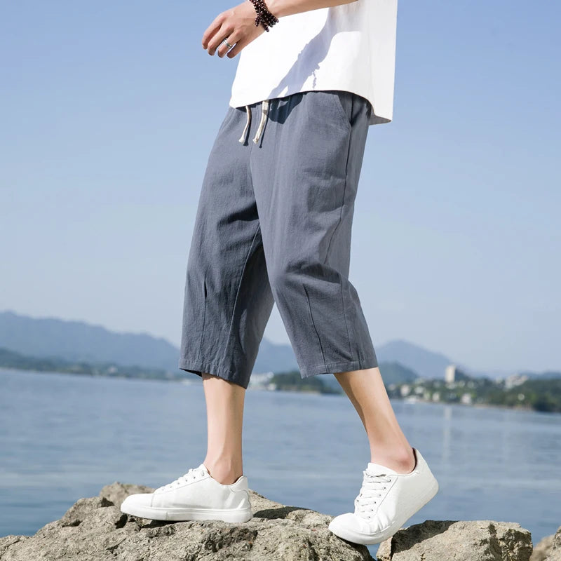 Trend Men's Shorts  Summer Solid Color Sports Casual Fashion  Outdoor Daily Beach Cropped Pants