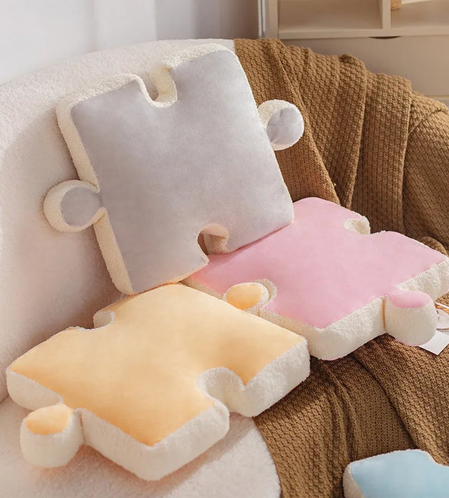 56cm Nordic Style Solid Color Throw Pillow Back Cushion Puzzle Shaped Cushion Home Decor Pink Grey Blue Sitting Cushion