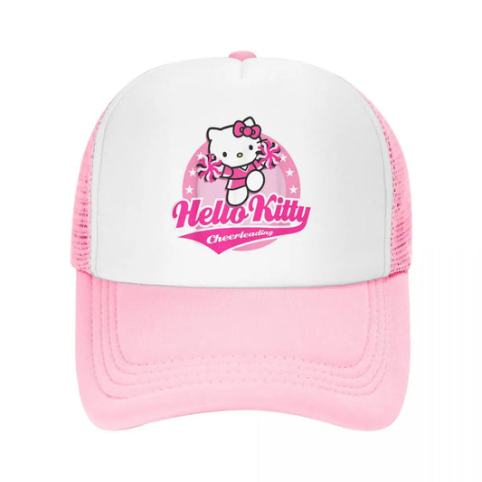 Hello Kitty Cheerleading Cheerleader Trucker Hats Unisex Hat Trucker Hat Fishing Hat Adjustable Polyester Mesh Baseball Cap