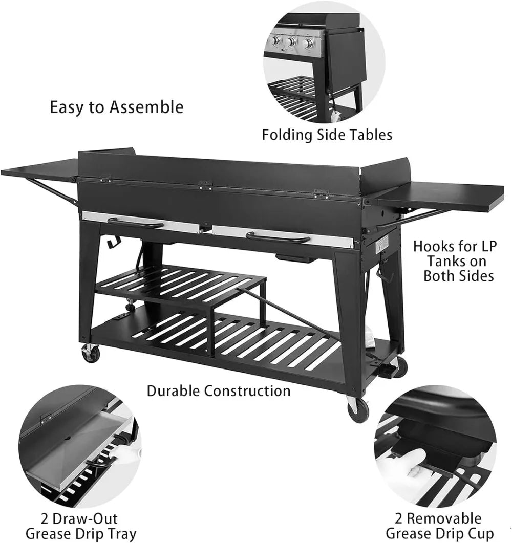 8-Burner Gas Grill, 104,000 BTU Liquid Propane Grill, Independently Controlled Dual Systems, Outdoor Party or Backyard BBQ