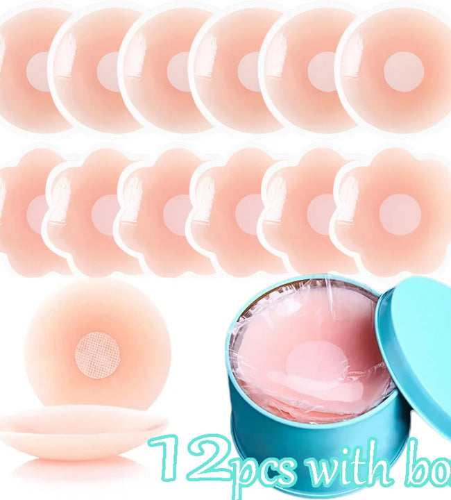 With Box Silicone Nipple Cover Reusable for Women Breast Petals Lift Invisible Bra Pasties Adhesive Bra Pads Sticker Patch