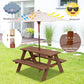 Picnic Table, Outdoor Wooden Table & Bench Set Removable Umbrella, Children Backyard Furniture for Patio Garden