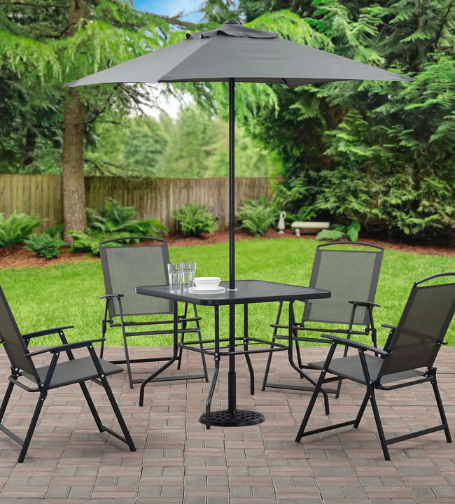 6 Piece Outdoor Patio Dining Set Garden Outdoor Furniture Set Patio Chair Table Umbrella