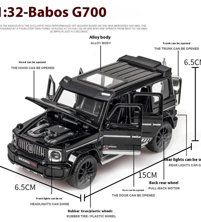 1/32 G700 Alloy Car Model Simulation Toy Diecast Vehicles Off-road SUV With Sound N Light Collectible Kids' Gift 1/32 G700 Alloy