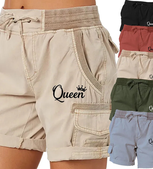 Fashion Queen Printed Women's Cargo Shorts Stretch Golf Active Shorts Work Shorts Outdoor Summer Shorts with Pockets