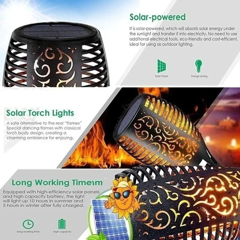 1/2/4/6/8/10Pcs Solar Flame Torch Light Flickering Light Waterproof Garden Decoration Outdoor Lawn Path Yard Patio Floor Lamp