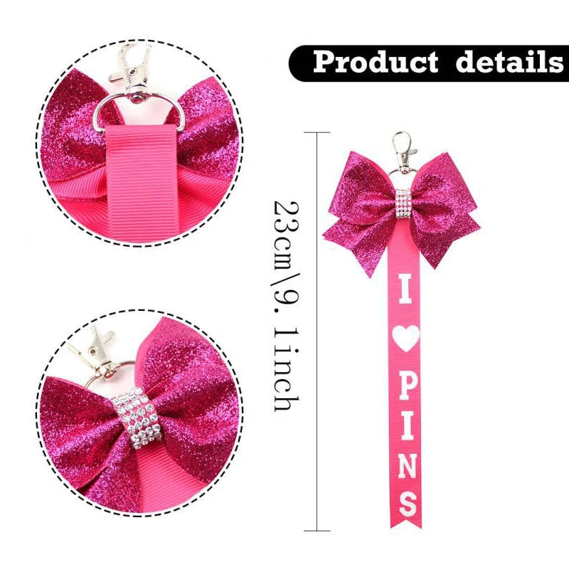 Cheerleader Gifts Colored Bowknot Keychain Pendant Rhinestones Cheer Keychain Backpack Decoration Accessories Gifts