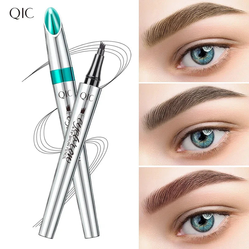 QIC 4 Forks Liquid Eyebrow Tattoo Pencil Waterproof Sweat-Proof Brown Long Lasting Ultra-Fine Liquid Brow Pen Makeup Cosmetics