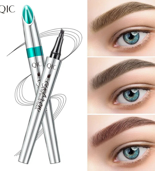 QIC 4 Forks Liquid Eyebrow Tattoo Pencil Waterproof Sweat-Proof Brown Long Lasting Ultra-Fine Liquid Brow Pen Makeup Cosmetics