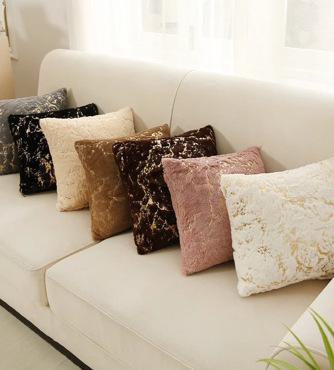 43x43cm Pillow Cover Pillow Case Golden Plush Classic Sofa Home Decor Bedside Fur White Decorative Throw Pillows Covers