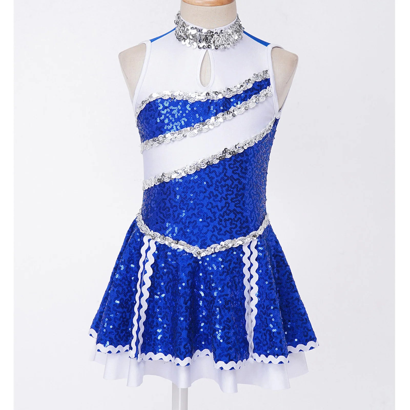 Girls Shiny Sequins Cheerleading Uniform Ballet Gymnastics Leotard Dress for Dancing Competiton Xmas Kids Figure Skating Dress