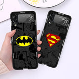 Superman Batman Anime Case For Samsung Galaxy Z Flip 5 4 3 5G Hard Luxury Cell Phone Cover ZFlip5 ZFlip4 Clear PC Capa