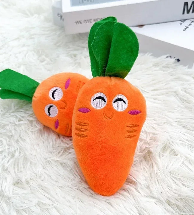 Orange Cute Puppy Pet Supplies Carrot Vegetables Shape Plush Chew Squeaker Sound Squeaky Interaction Dog Toys Gift Dog Accessor