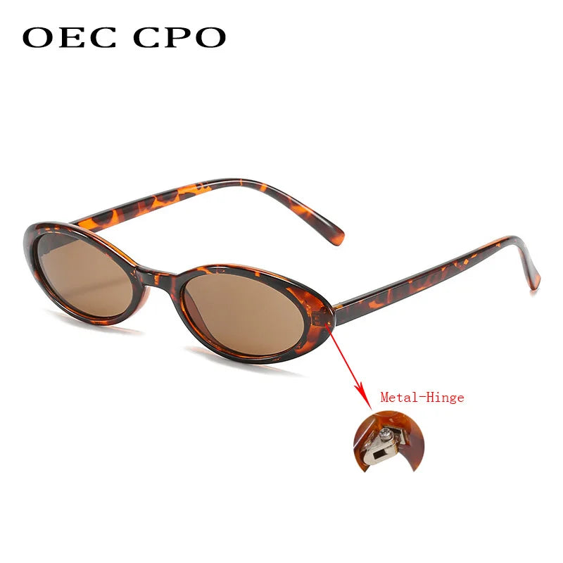 OEC CPO Sexy Small Oval Women's Sunglasses 2021 New Fashion Leopard Brown Hot Sun Glasses Female Retro Colorful Shade Eyeglass