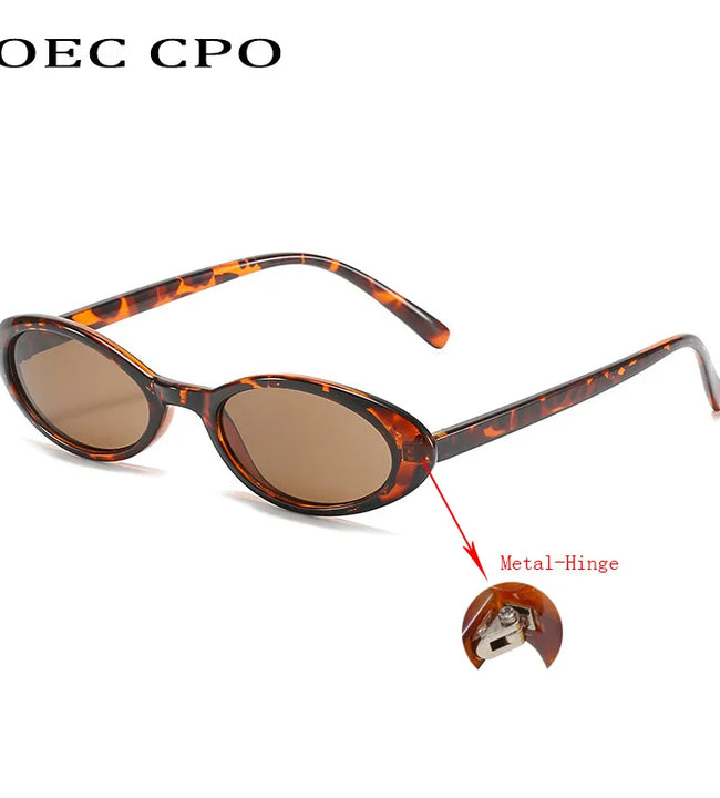 OEC CPO Sexy Small Oval Women's Sunglasses 2021 New Fashion Leopard Brown Hot Sun Glasses Female Retro Colorful Shade Eyeglass