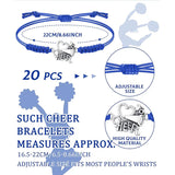 20Pcs Cheerleader Gifts Girls Cheerleading Bracelet Adjustable Charm Bracelets Cheer Heart Jewelry Team Cheerleading Accessories