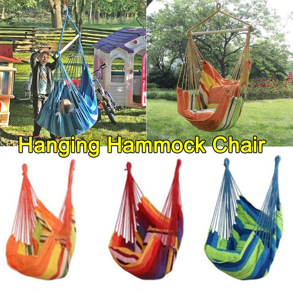 120KG Garden Hanging Chair Fabric Camping Rope Bed Bedroom Swing Seat Hammock Chair Hanging Hammock Hammock Swings