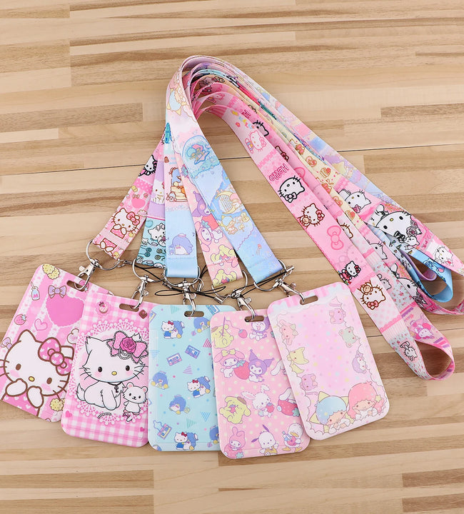 Rabbit Keychain Kawaii Cat Cartoon Anime Lanyards for Key ID Card Gym Cell Phone Strap USB Badge Holder Accessories Gift