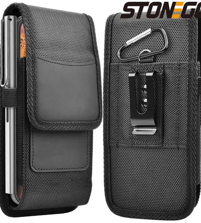 Vertical Nylon Cell Phone Belt Clip Holster Pouch Buckle Wallet Stonego Card Holder Case Cover For 4.0inch - 6.7inch Phone