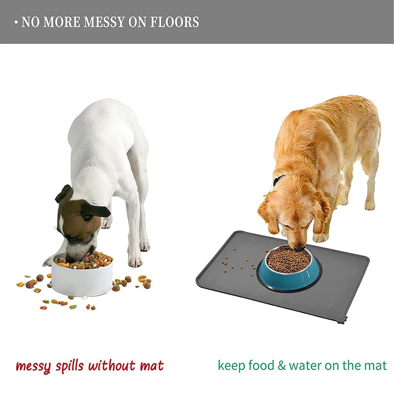 CDDMPET Silicone Dog Cat Bowl Mat Non-Stick Pet Fountain Tray Food Pad Puppy Dogs Feeding Drinking Mat Easy Washing Placemat